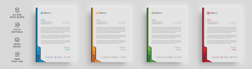 letterhead creative corporate company official professional abstract minimal clean simple unique a4 size page informative flyer newsletter branding identity vector template design with a logo 