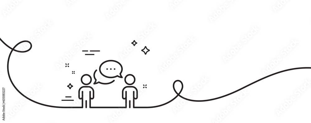 Poster consulting business line icon. continuous one line with curl. discussion or consultation sign. peopl