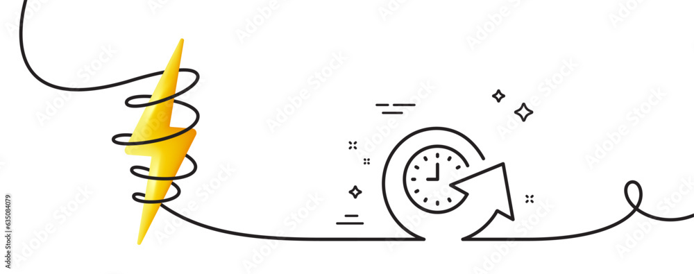 Poster update time line icon. continuous one line with curl. refresh watch sign. update time single outline