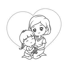 Mother day illustration stroke line cartoon