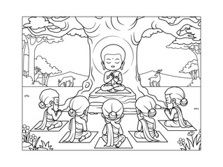 Buddha and The first five disciples