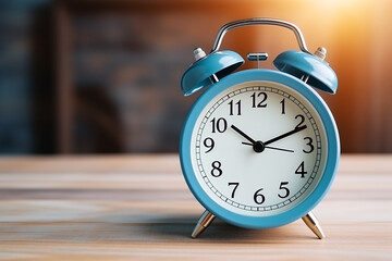 Alarm clock on wooden table