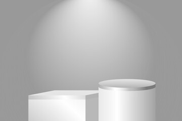 White poduim background, Stage showcase, Product display  for mockup products display. vector illustration