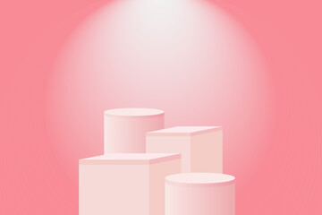 Light pink poduim background, Stage showcase, Product display  for mockup products display. vector illustration