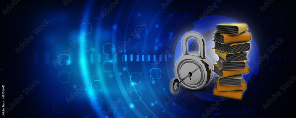 Poster 3d rendering folder protected lock