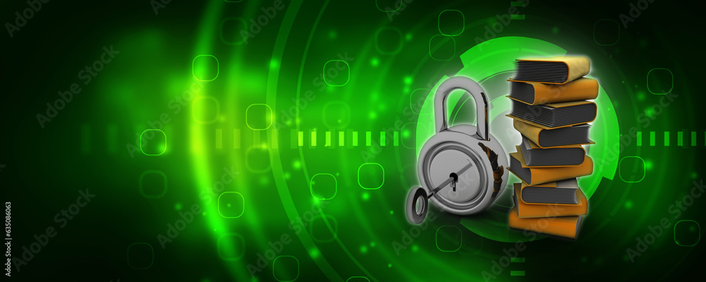 Poster 3d rendering folder protected lock