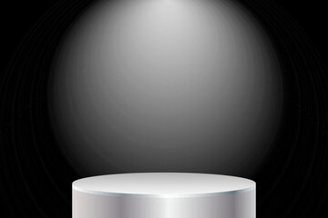 White circle stage black background, Stage showcase, Product display  for mockup products display. vector illustration