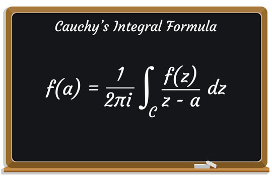 Cauchy&rsquo;s Integral Formula on a black chalkboard. School. Math. Vector illustration.