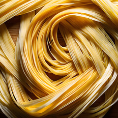 An Overhead Perspective Transforms Fettuccine into an Abstract Landscape of Textures. Generative AI