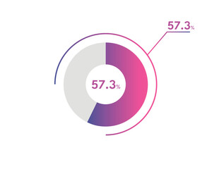 57.3 Percentage circle diagrams Infographics vector, circle diagram business illustration, Designing the 57.3% Segment in the Pie Chart.