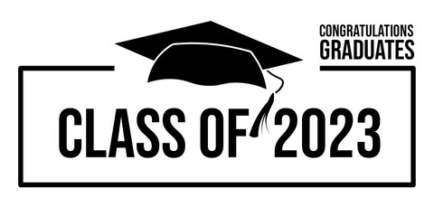 Senior class of 2023 year illustration isolated on white background, senior class 23 graduation symbol. Congratulations graduates. Creative design.