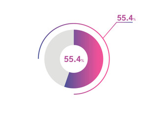 55.4 Percentage circle diagrams Infographics vector, circle diagram business illustration, Designing the 55.4% Segment in the Pie Chart.