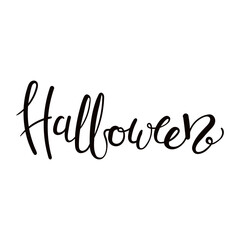 Halloween handwritten typography quote, lettering, text, calligraphy. Hand drawn vector illustration, isolated on white. Autumn, fall holiday party design, print element, seasonal slogan