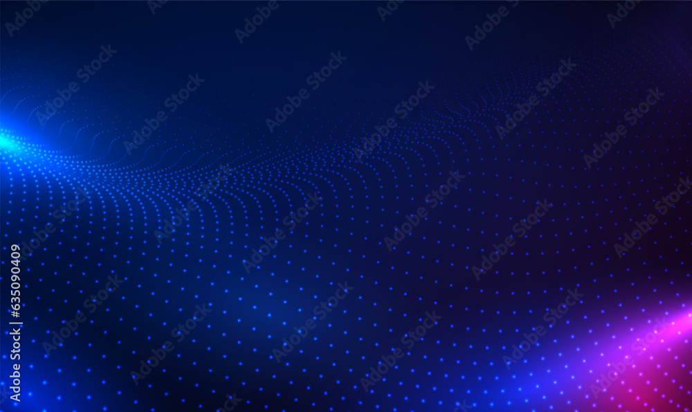 Poster abstract 3d futuristic particles dots technology background. 3d wave point fractal science futuristi