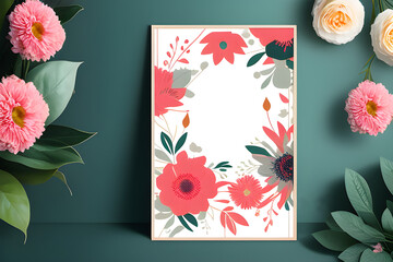 Aesthetic floral poster, beautiful flowers, and leavs