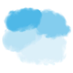 Watercolor blue fluffy clouds isolated on transparent background 