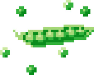 Green peas cartoon icon in pixel style