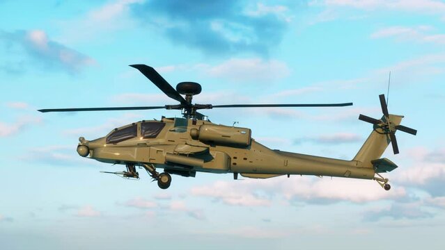 The sun reflecting off a newly manufactured military helicopter during its inaugural test flight.