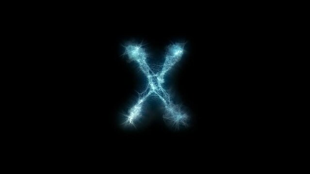 The appearance and disappearance of the letter X, consisting of abstract energy.
