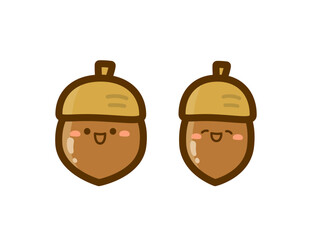 秋のイラスト素材、可愛い顔のドングリのイラスト