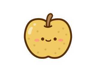 秋の味覚のイラスト素材、可愛い顔の梨のイラスト