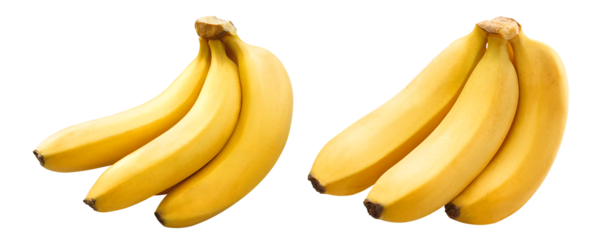 cachos de banana madura isolado em fundo transparente - penca de banana nanica