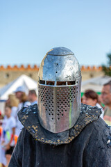 Historical restoration of knightly fights. Summer time medieval festival .Festival of medieval...