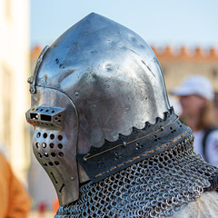 Historical restoration of knightly fights. Summer time medieval festival .Festival of medieval...