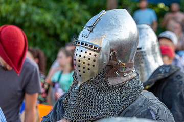Historical restoration of knightly fights. Summer time medieval festival .Festival of medieval...