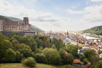 Fototapeta na wymiar Das Heidelberger Schloss überblickt die Stadt