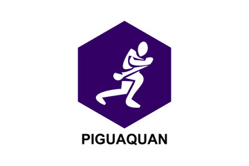 Piguaquan (chop-hanging fist) sport vector line icon. sportsman, fighting stance. sport pictogram illustration.