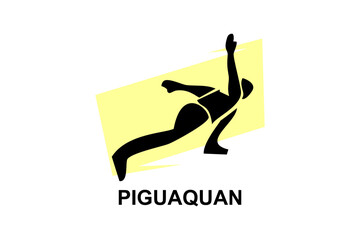 Piguaquan (chop-hanging fist) sport vector line icon. sportsman, fighting stance. sport pictogram illustration.