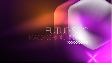 Glowing neon hexagons in dark space. Digital technology cyberspace hi-tech techno abstract background template