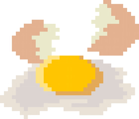 cracked eggs cartoon icon in pixel style