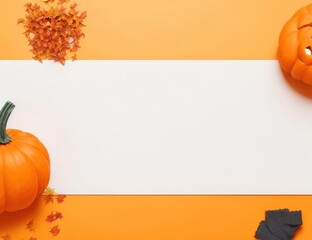blank empty space halloween pumpkin on orange background.generative AI