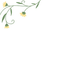 Flower vine minimal pastel frame floral border hand-draw for wedding , baby shower , decoration design