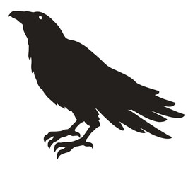 Creepy crow monochrome silhouette element