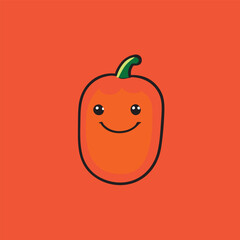 capsicum vegetable with a cute smile on, vector illustration cartoon