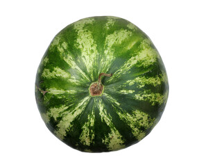 Ripe watermelon with dried tail. Isolated with great depth of field. 