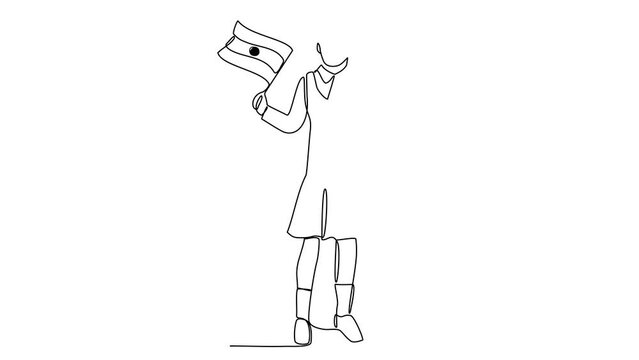 Animated self drawing of school uniform in Paraguay with white background. Fashion education concept illustration in simple linear animation. School uniform concept design with full length animation.