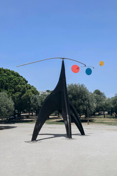 Nice, France - 29 July 2023: Calder's monumental standing mobile Theatre de Nice was first installed in 1970 in front of Musee Matisse