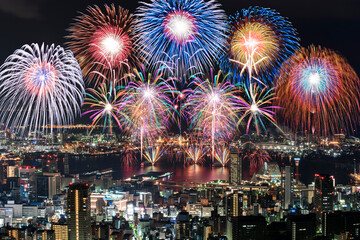 Colorful fireworks dye the night sky beautifully.