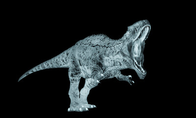 giganotosaurus is intimidating the others on white background side view © DM7
