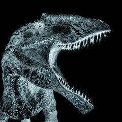 giganotosaurus is angry on white background close up view © DM7