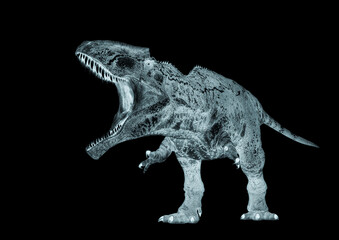 giganotosaurus is intimidating the others on white background cool view © DM7