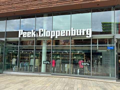 Almere, the Netherlands - August 15, 2023: Wall logo of Peek and Cloppenburg.