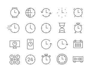 Time Icons - Vector Line. Editable Stroke.