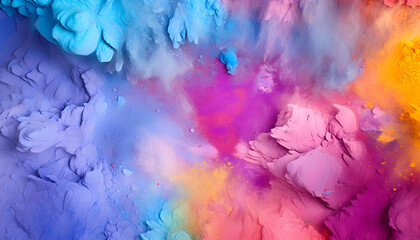 Top-View Multicolor Canvas of Paint Pigment Powder Texture