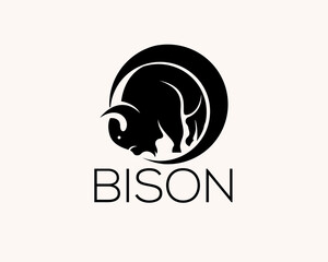 circle abstract stand bison logo design template illustration inspiration