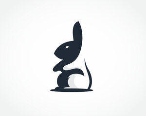 abstract stand cute bunny rabbit logo design template illustration inspiration
